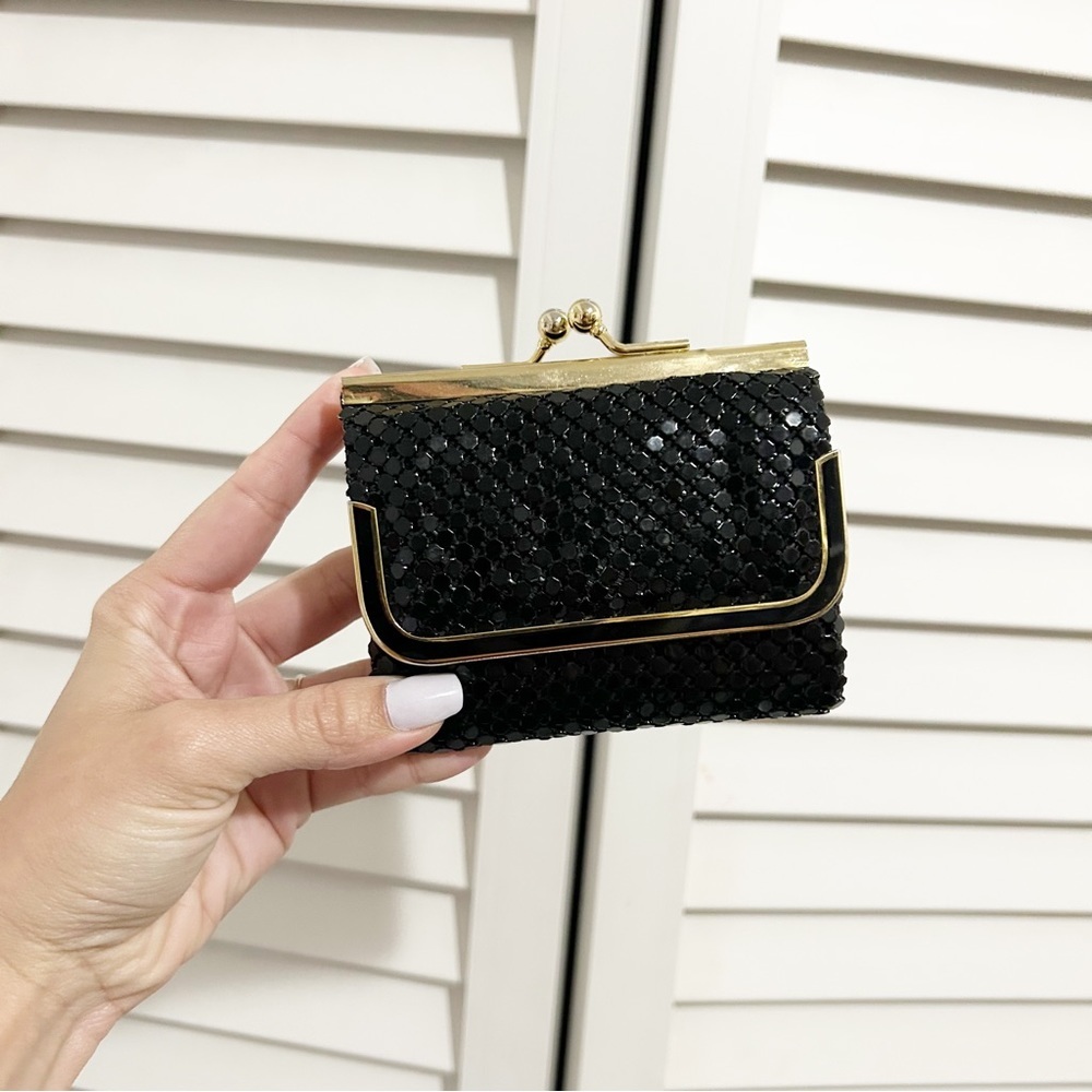 Vintage Y&S Black Beaded Gold Clasp Wallet & Coin Purse